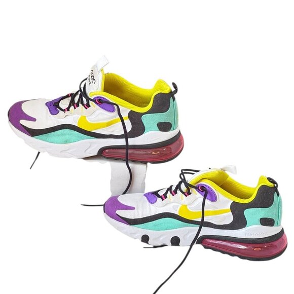 Nike Air Max 270 React Youth Sneakers Bright Violet Accents Speed Lacing Size 6Y - Picture 2 of 12